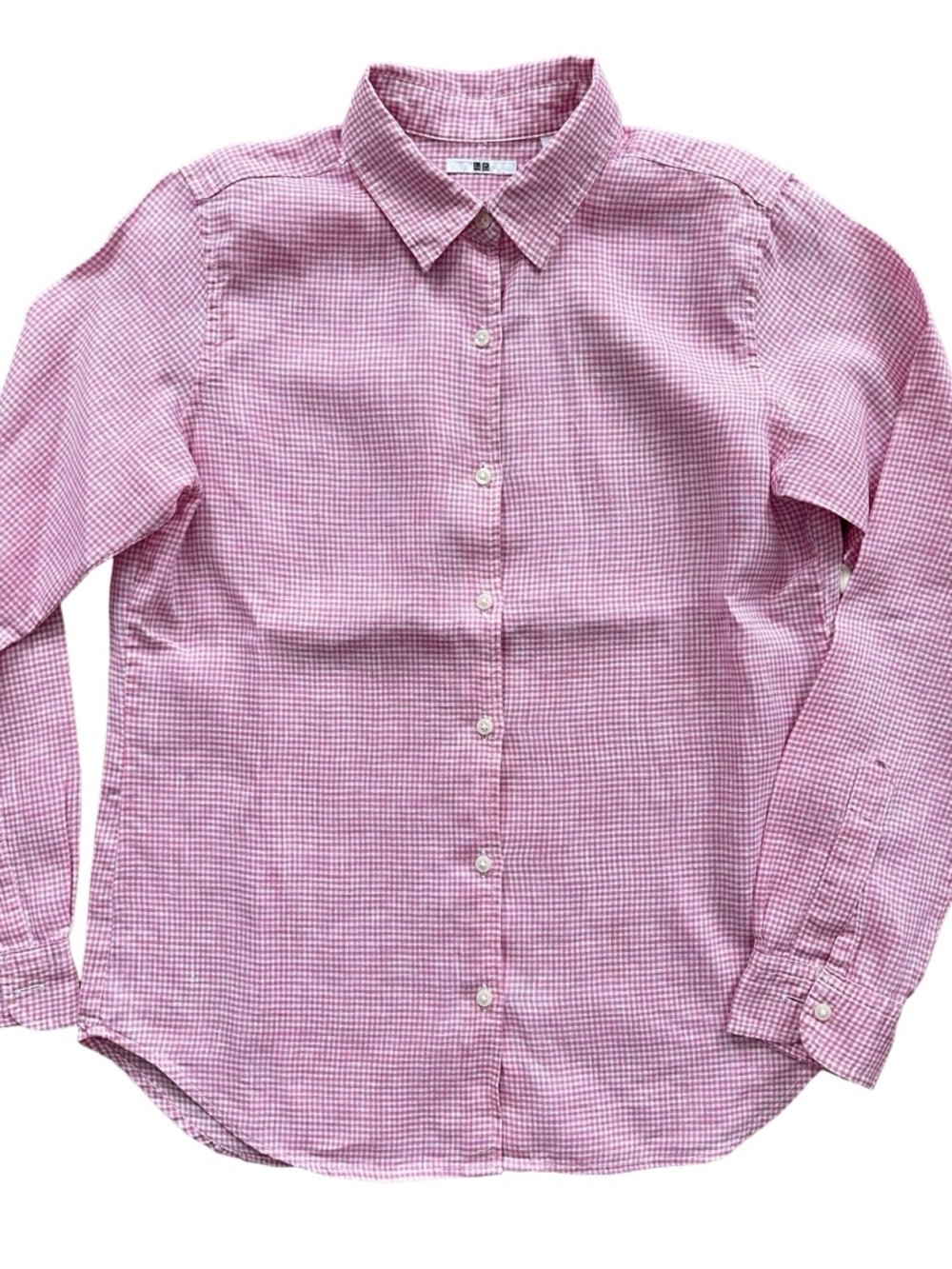 Effortlessly Chic UNIQLO 100% Linen Gingham Shirt, Size M